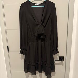 NWOT Women’s Short A-Line Flare Dress Knot Front Long Sleeve